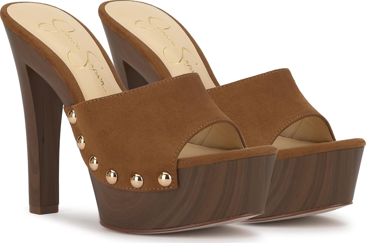 image:imageJessica Simpson Womens Cynlia Studded Platform SandalTuscan Tan Supreme Microsuede