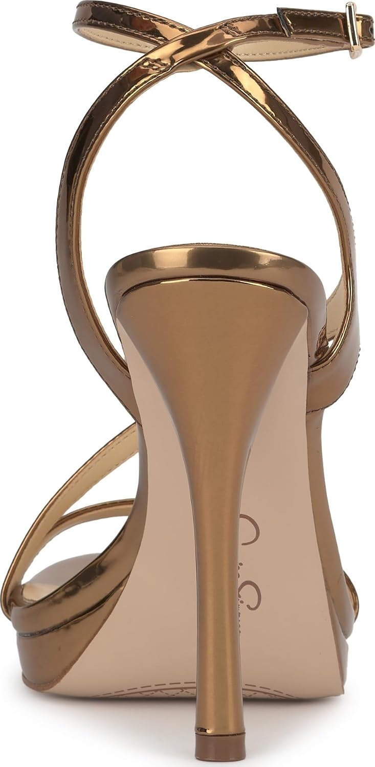 image:imageJessica Simpson Womens Dixia Ankle Strap Heeled SandalsBronze Mirror Metallic