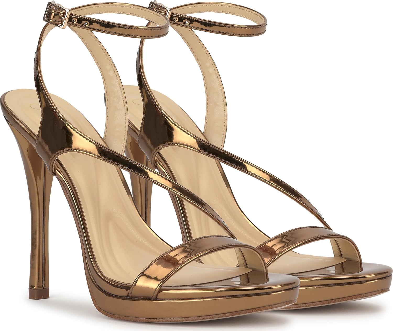 image:imageJessica Simpson Womens Dixia Ankle Strap Heeled SandalsBronze Mirror Metallic