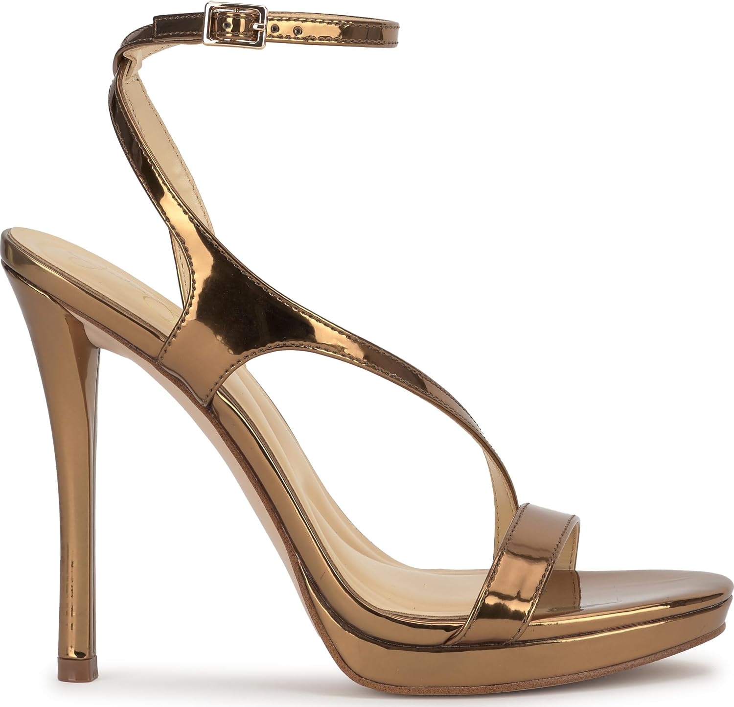 image:imageJessica Simpson Womens Dixia Ankle Strap Heeled SandalsBronze Mirror Metallic