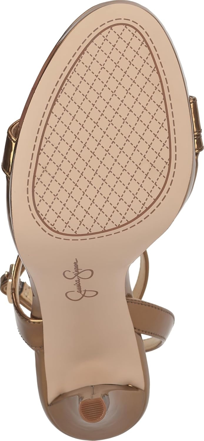 image:imageJessica Simpson Womens Dixia Ankle Strap Heeled SandalsBronze Mirror Metallic