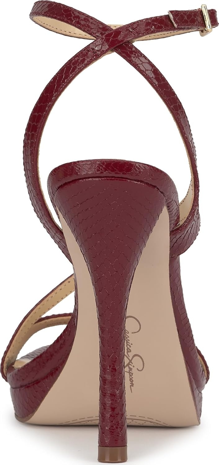 image:imageJessica Simpson Womens Dixia Ankle Strap Heeled SandalsChili Pepper Glazed Snake