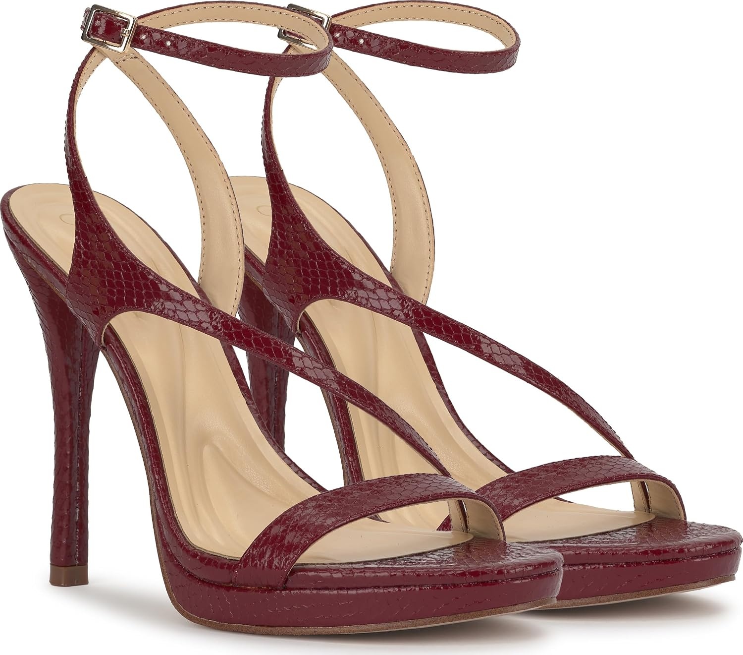 image:imageJessica Simpson Womens Dixia Ankle Strap Heeled SandalsChili Pepper Glazed Snake