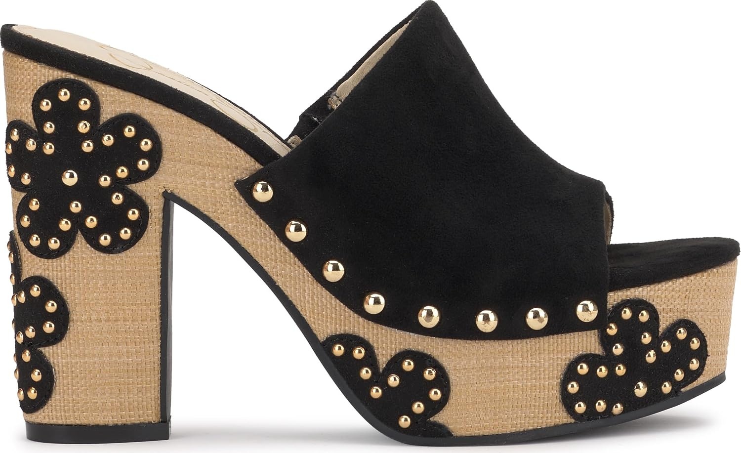 image:imageJessica Simpson Womens Shelbie Block Heel Platform MuleBlack Supreme Microsuede