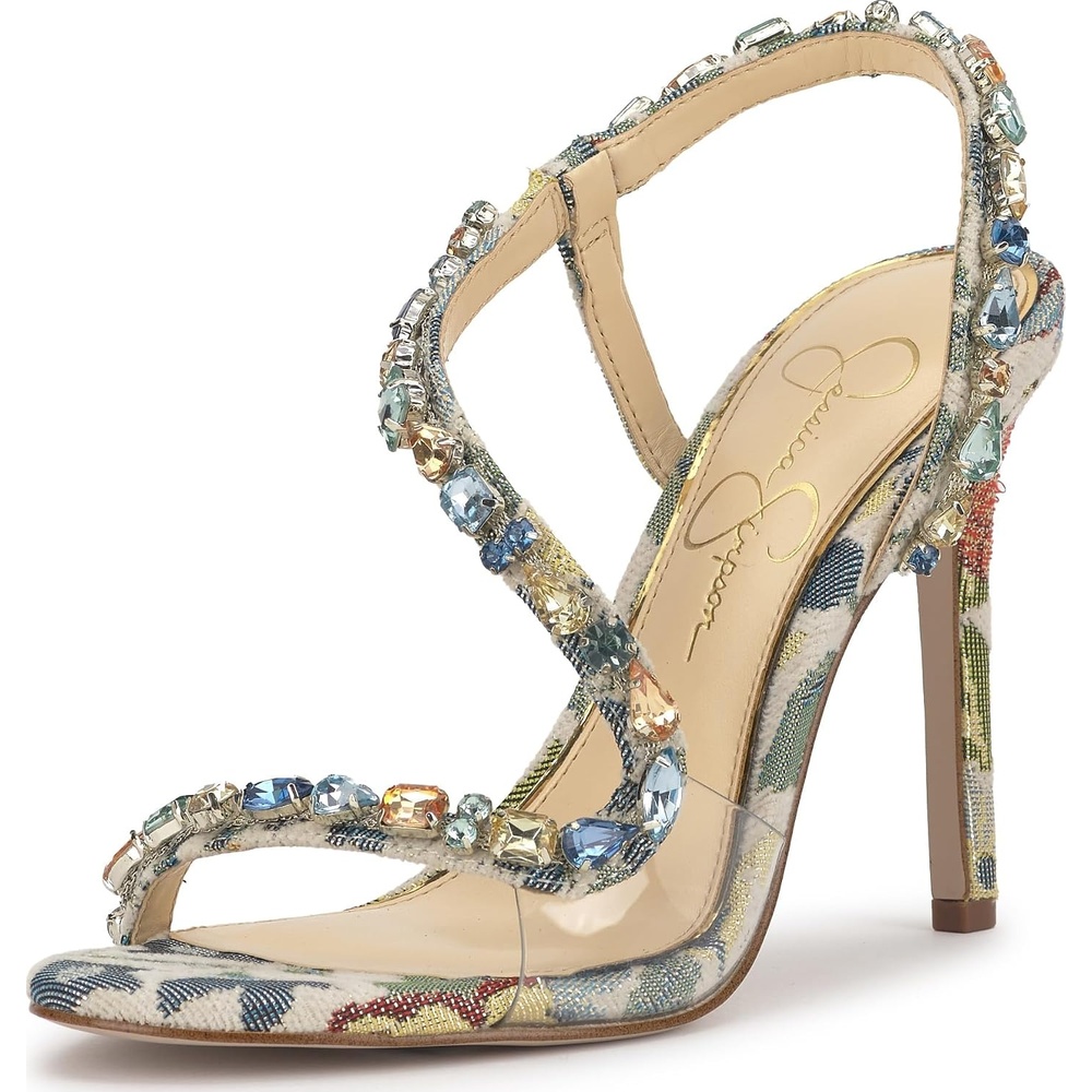 image:imageJessica Simpson Jaycin Embellished Heeled SandalsCream Multi