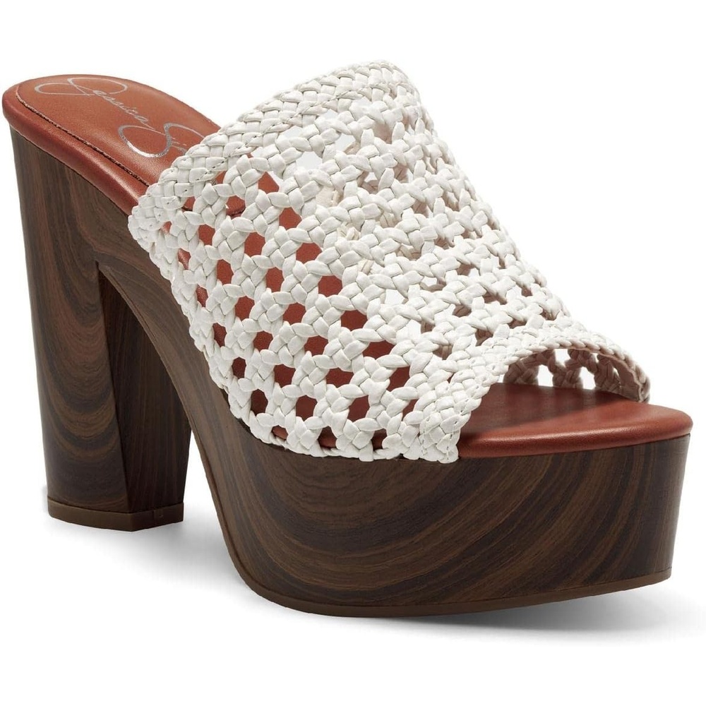 image:imageJessica Simpson Womens Shelbie Block Heel Platform MuleBright White