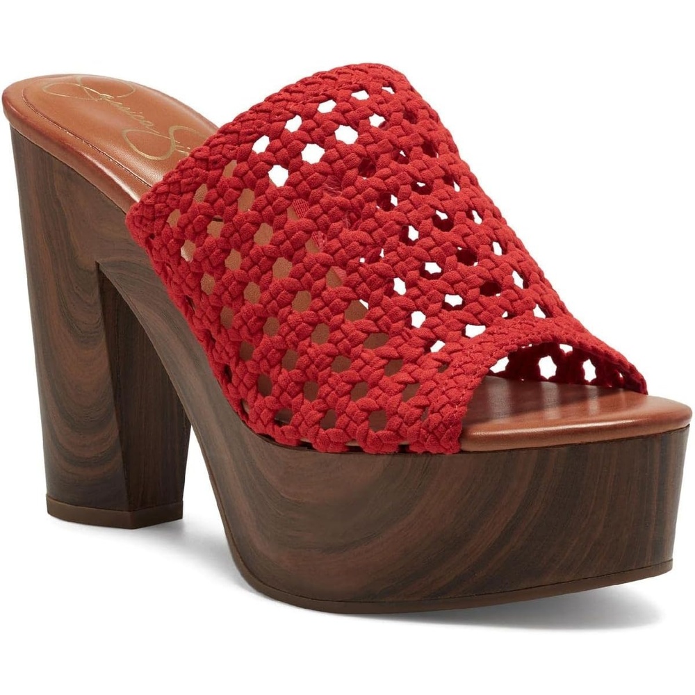 image:imageJessica Simpson Womens Shelbie Block Heel Platform MuleDahlia Red