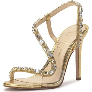 Jessica Simpson Jaycin Embellished Heeled Sandals(Gold Metallic Snake Print)