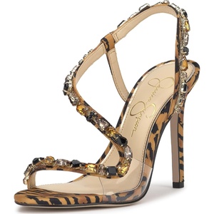 Jessica Simpson Jaycin Embellished Heeled Sandals(Natural Tiger Print)