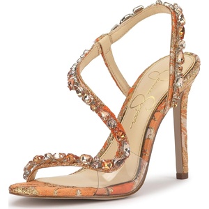 Jessica Simpson Jaycin Embellished Heeled Sandals(Tangerine Combo)