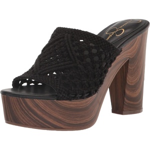 Jessica Simpson Women’s Shelbie Block Heel Platform Mule(Black Macrame)