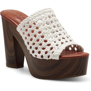 Jessica Simpson Women’s Shelbie Block Heel Platform Mule(Bright White)
