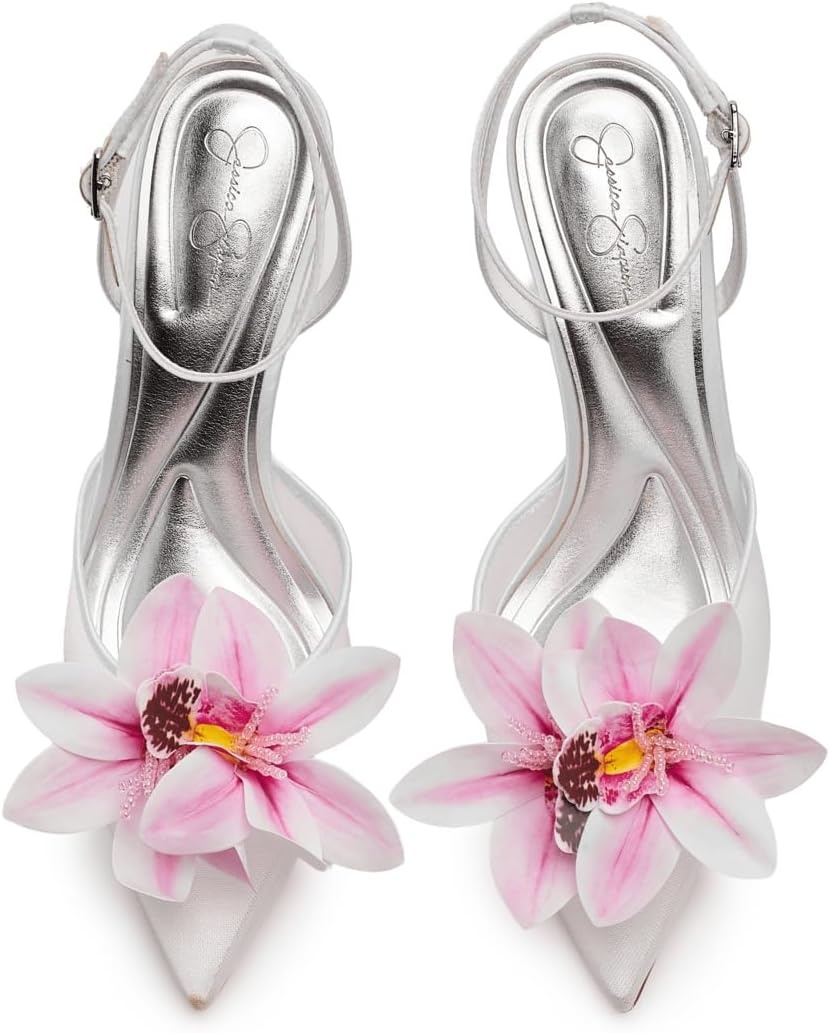 image:imageJessica Simpson Vilyria 3D Floral Embellished High HeelBright White