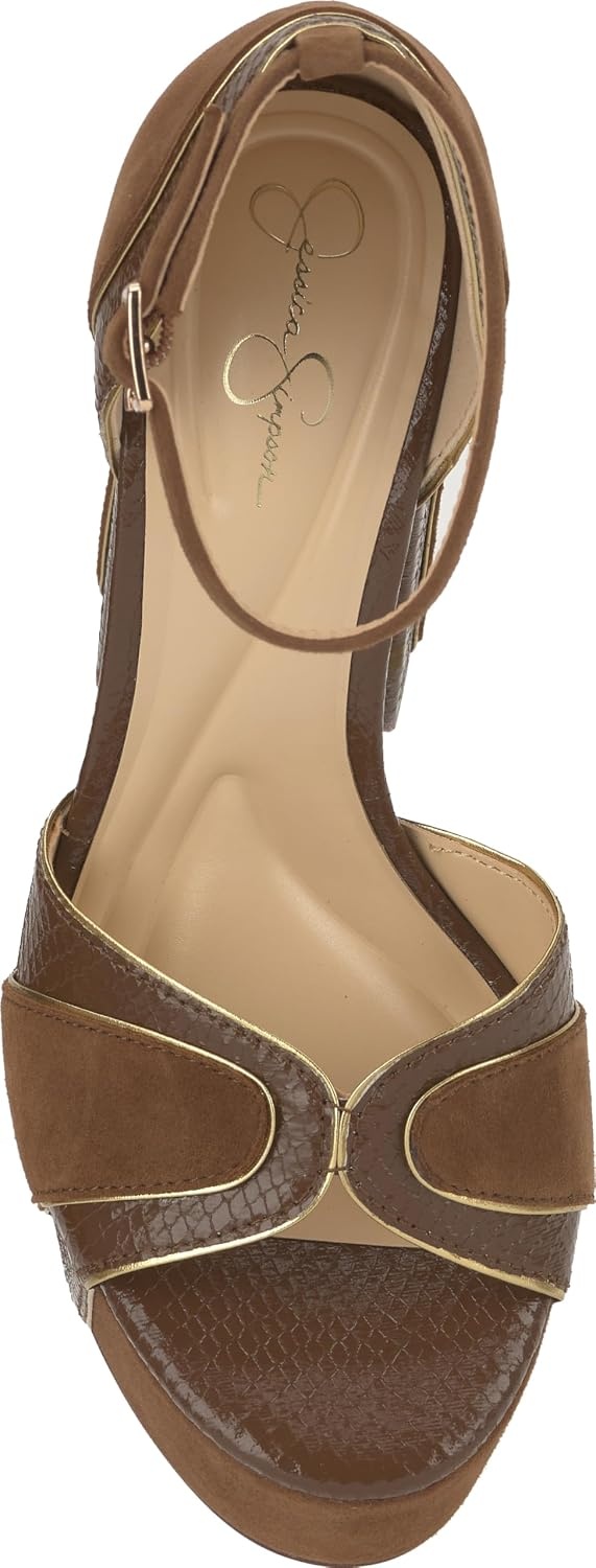 image:imageJessica Simpson Womens Avele Ankle Strap Platform SandalLight Hickory Suede