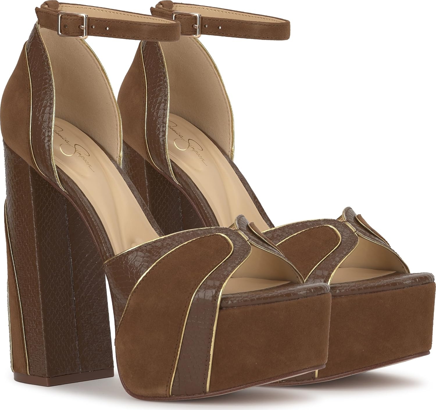 image:imageJessica Simpson Womens Avele Ankle Strap Platform SandalLight Hickory Suede