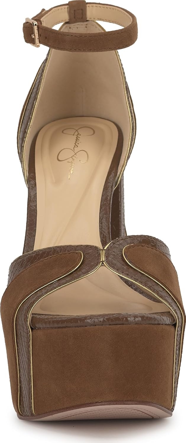image:imageJessica Simpson Womens Avele Ankle Strap Platform SandalLight Hickory Suede