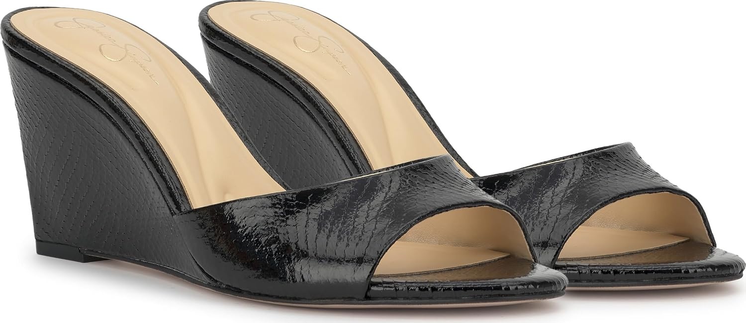 image:imageJessica Simpson Womens Bolir Wedge SandalBlack Glazed Snake