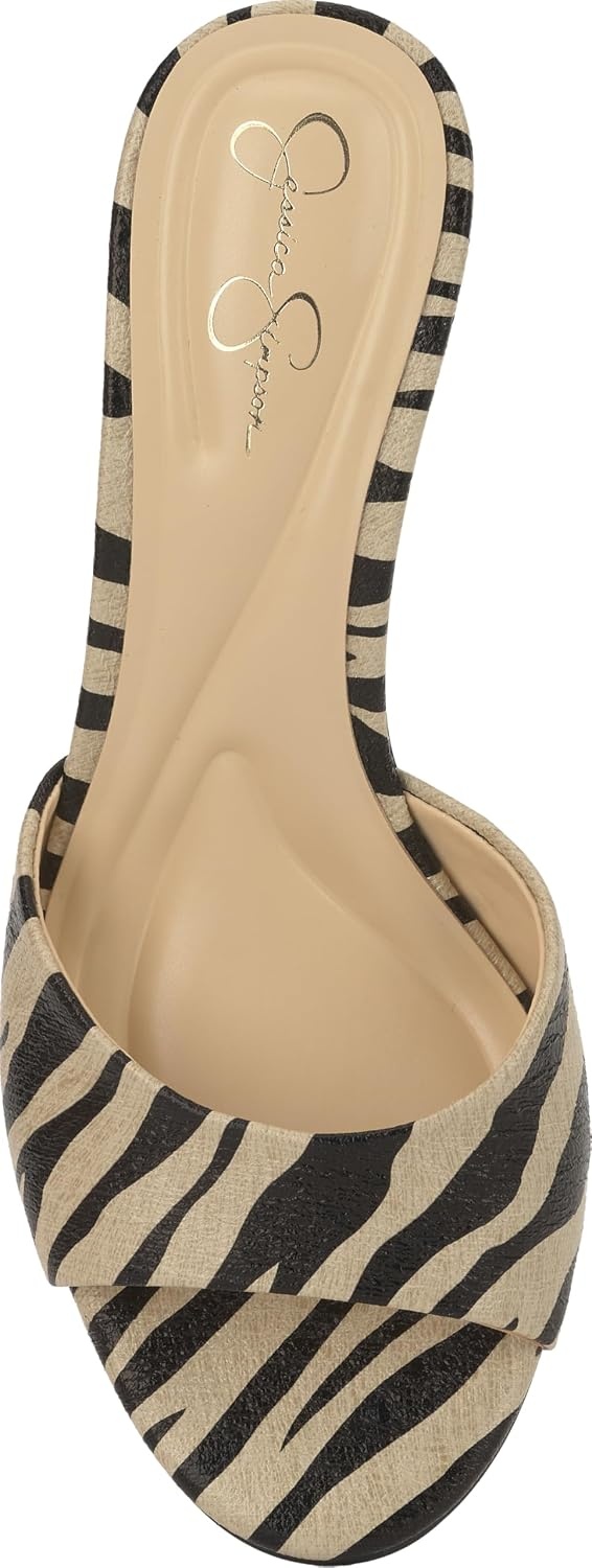 image:imageJessica Simpson Womens Bolir Wedge SandalBone Combo Crackled Shimmer Zebra