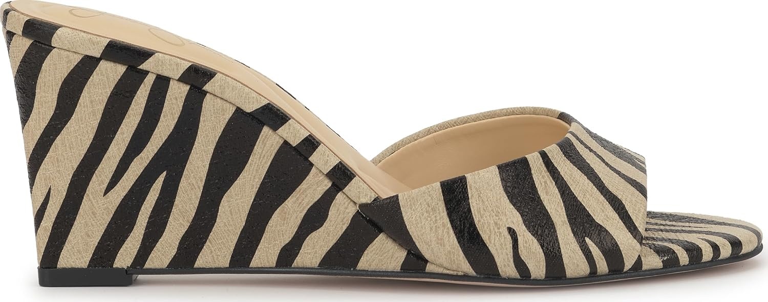 image:imageJessica Simpson Womens Bolir Wedge SandalBone Combo Crackled Shimmer Zebra