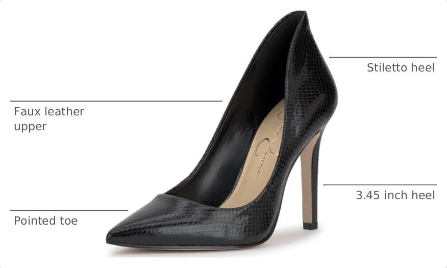 image:imageJessica Simpson Womens Cambredge Pointed Toe Pump Dress Black 75BlackMetallic Snake