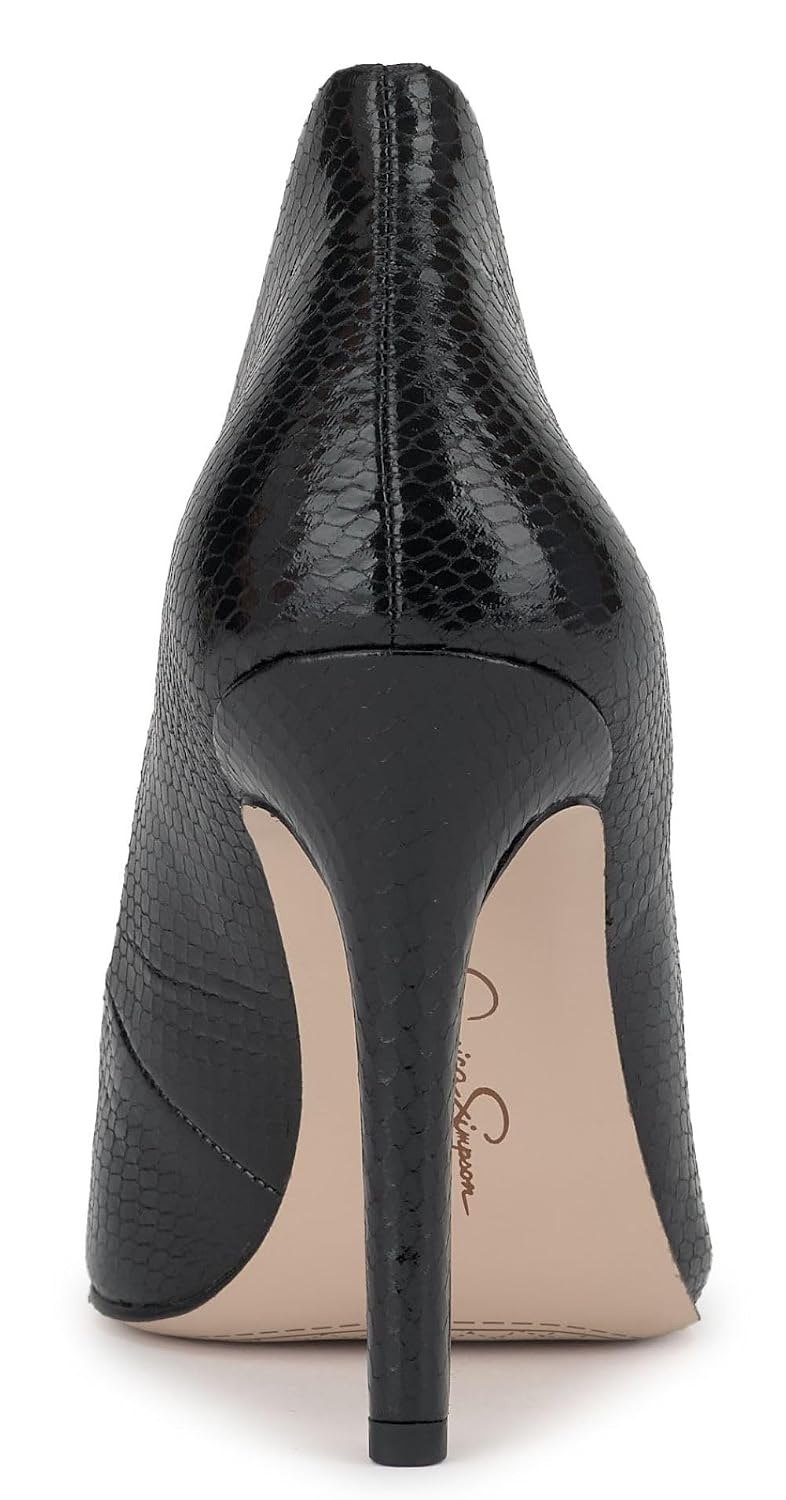 image:imageJessica Simpson Womens Cambredge Pointed Toe Pump Dress Black 75BlackMetallic Snake