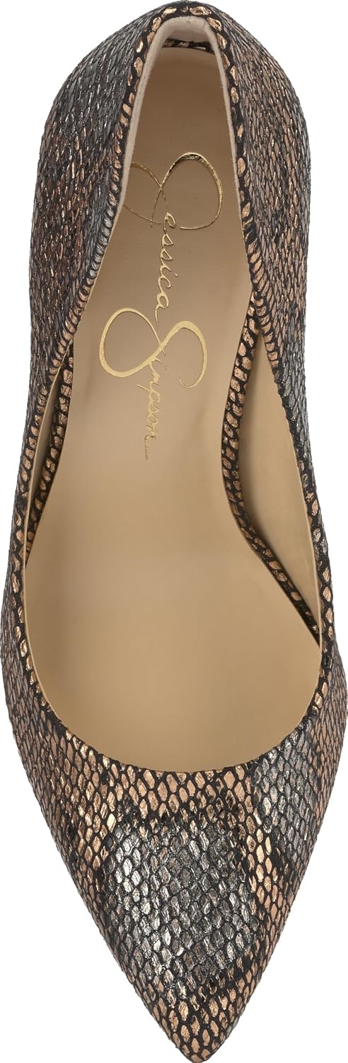 image:imageJessica Simpson Womens Cambredge Pointed Toe Pump Dress Black 75Bronze Saphira Snake Print