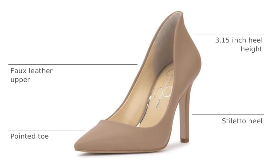 image:imageJessica Simpson Womens Cambredge Pointed Toe Pump Dress Black 75Chai Latte Smooth