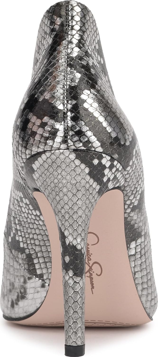 image:imageJessica Simpson Womens Cambredge Pointed Toe Pump Dress Black 75Chrome Metallic Snake