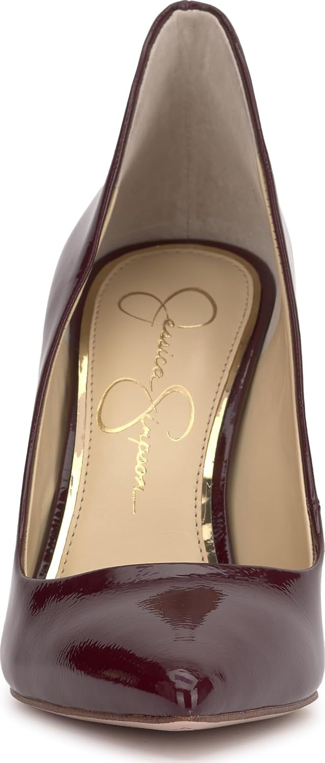 image:imageJessica Simpson Womens Cambredge Pointed Toe Pump Dress Black 75Dark Cherry Crinkle Patent