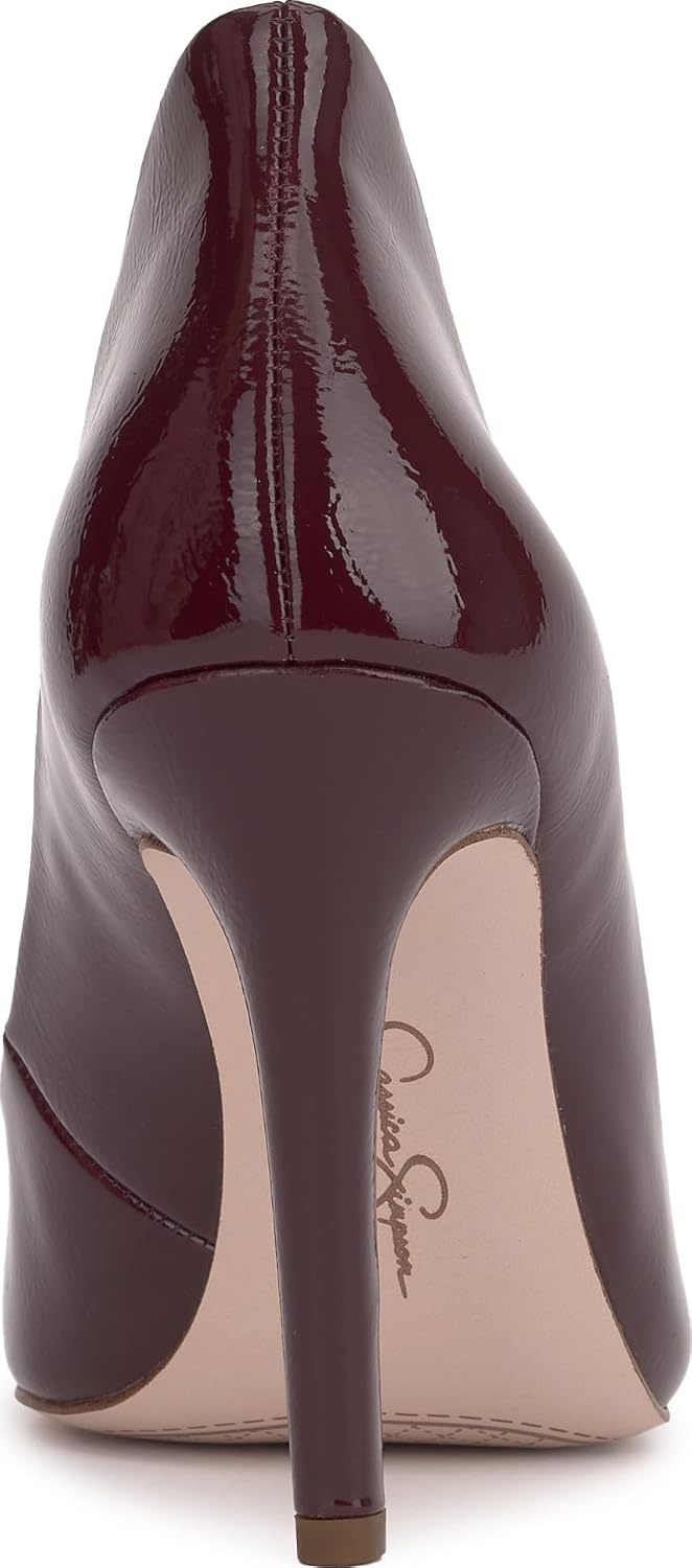 image:imageJessica Simpson Womens Cambredge Pointed Toe Pump Dress Black 75Dark Cherry Crinkle Patent