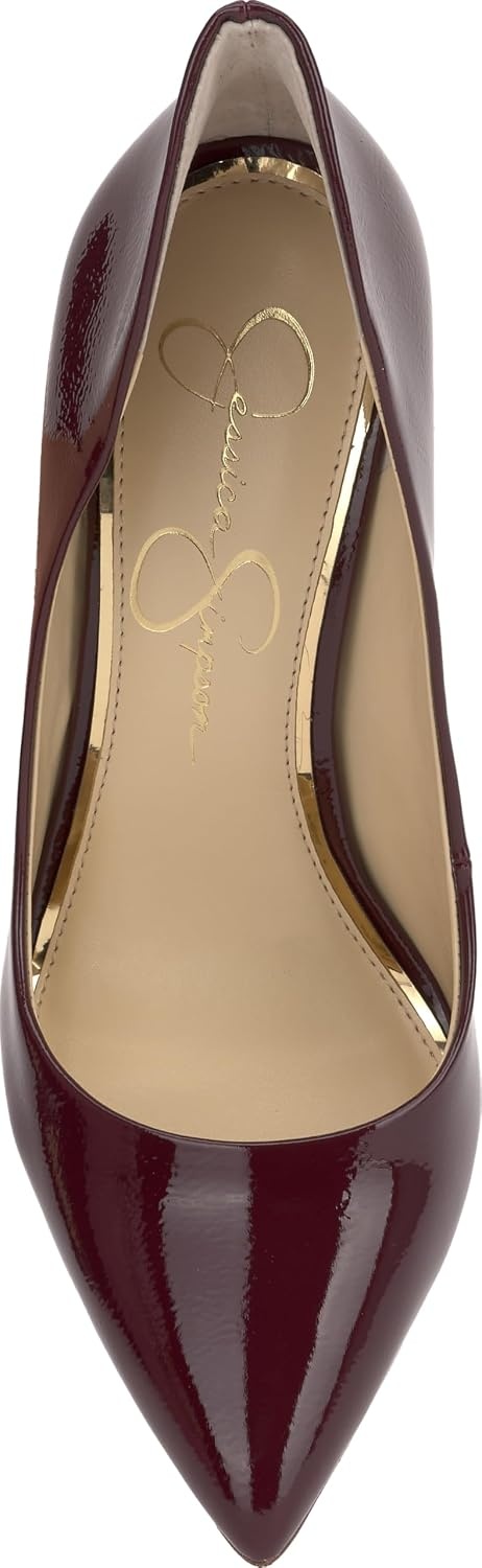 image:imageJessica Simpson Womens Cambredge Pointed Toe Pump Dress Black 75Dark Cherry Crinkle Patent