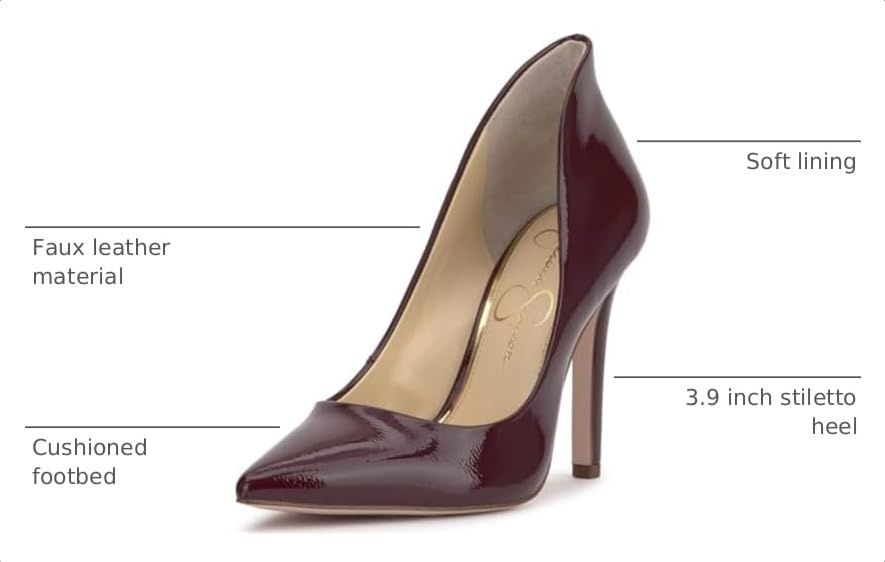 image:imageJessica Simpson Womens Cambredge Pointed Toe Pump Dress Black 75Dark Cherry Crinkle Patent