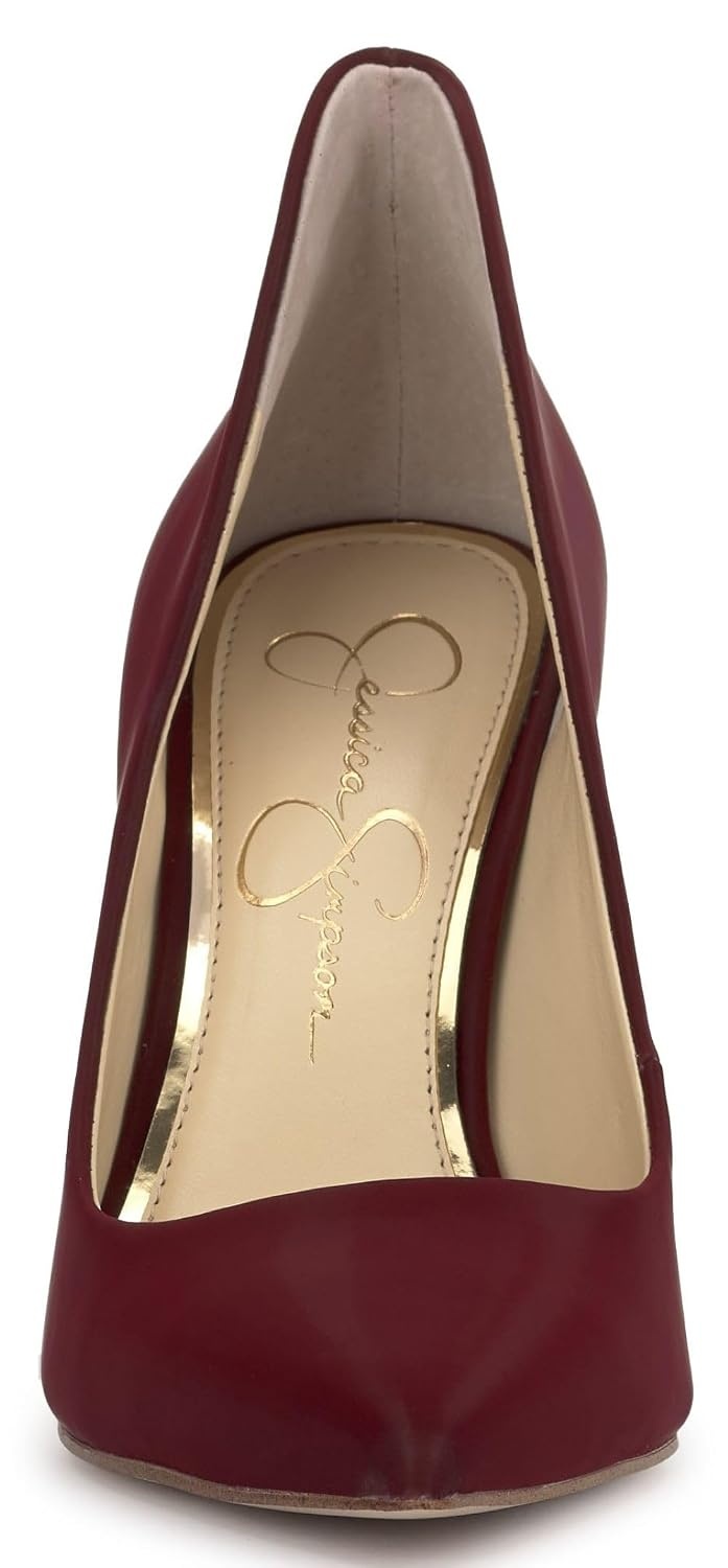 image:imageJessica Simpson Womens Cambredge Pointed Toe Pump Dress Black 75Dark Cherry Sateen