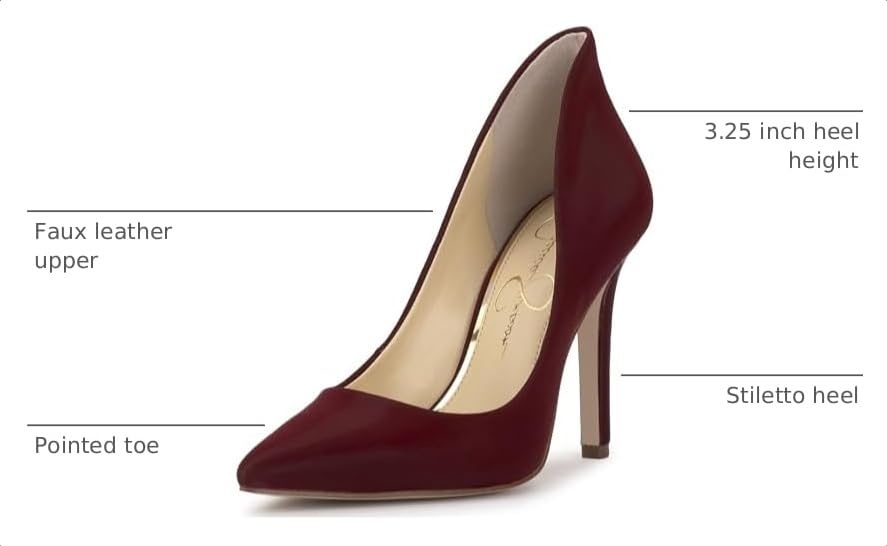 image:imageJessica Simpson Womens Cambredge Pointed Toe Pump Dress Black 75Dark Cherry Sateen