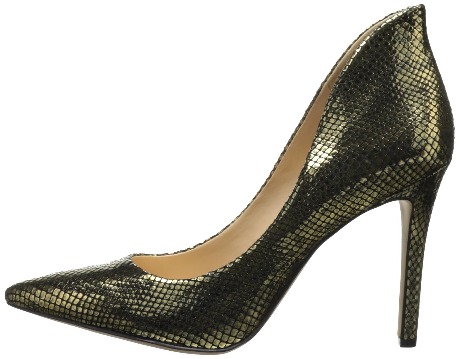 image:imageJessica Simpson Womens Cambredge Pointed Toe Pump Dress Black 75Exotic Gold