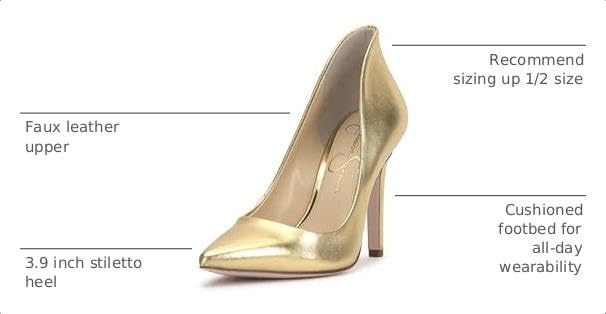 image:imageJessica Simpson Womens Cambredge Pointed Toe Pump Dress Black 75Gold
