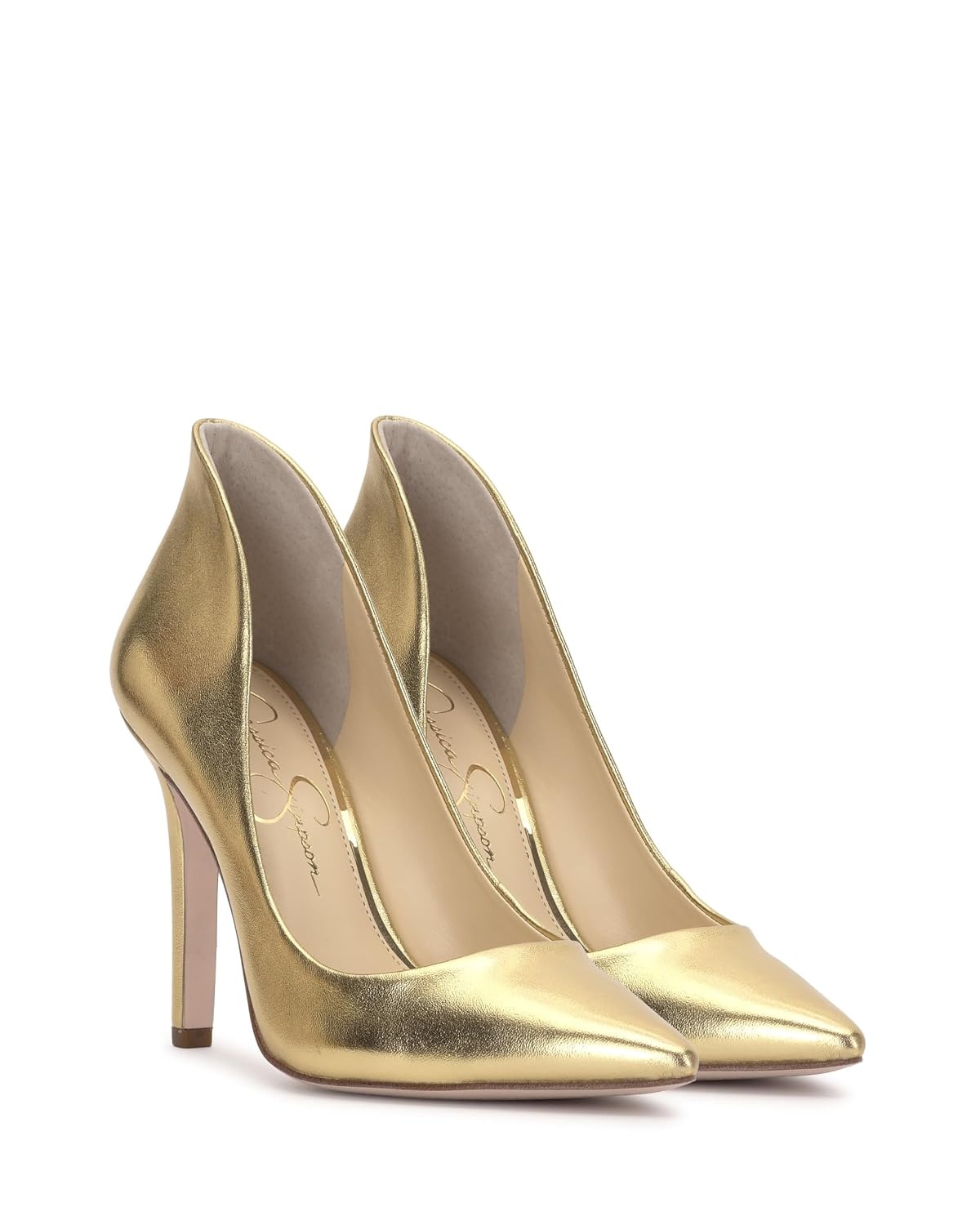 image:imageJessica Simpson Womens Cambredge Pointed Toe Pump Dress Black 75Gold