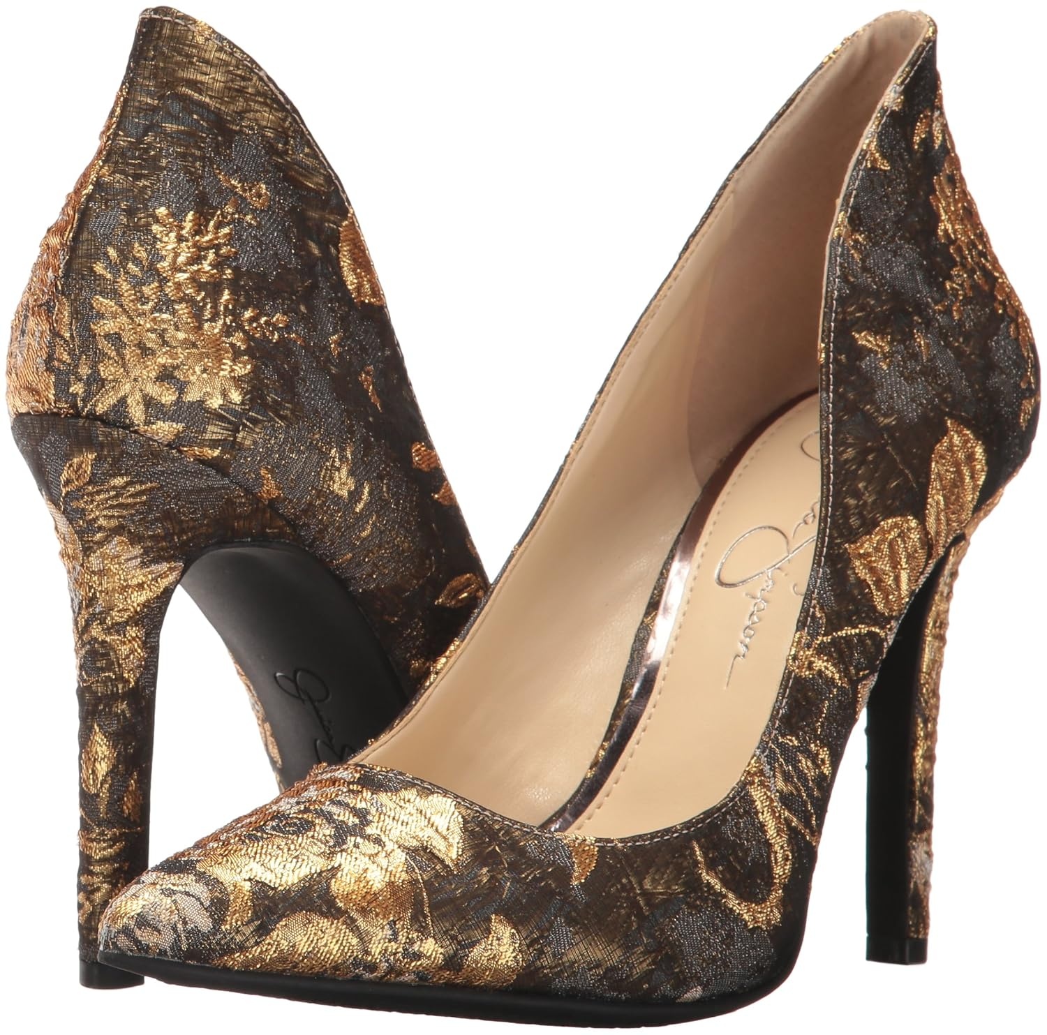 image:imageJessica Simpson Womens Cambredge Pointed Toe Pump Dress Black 75MetallicMulti