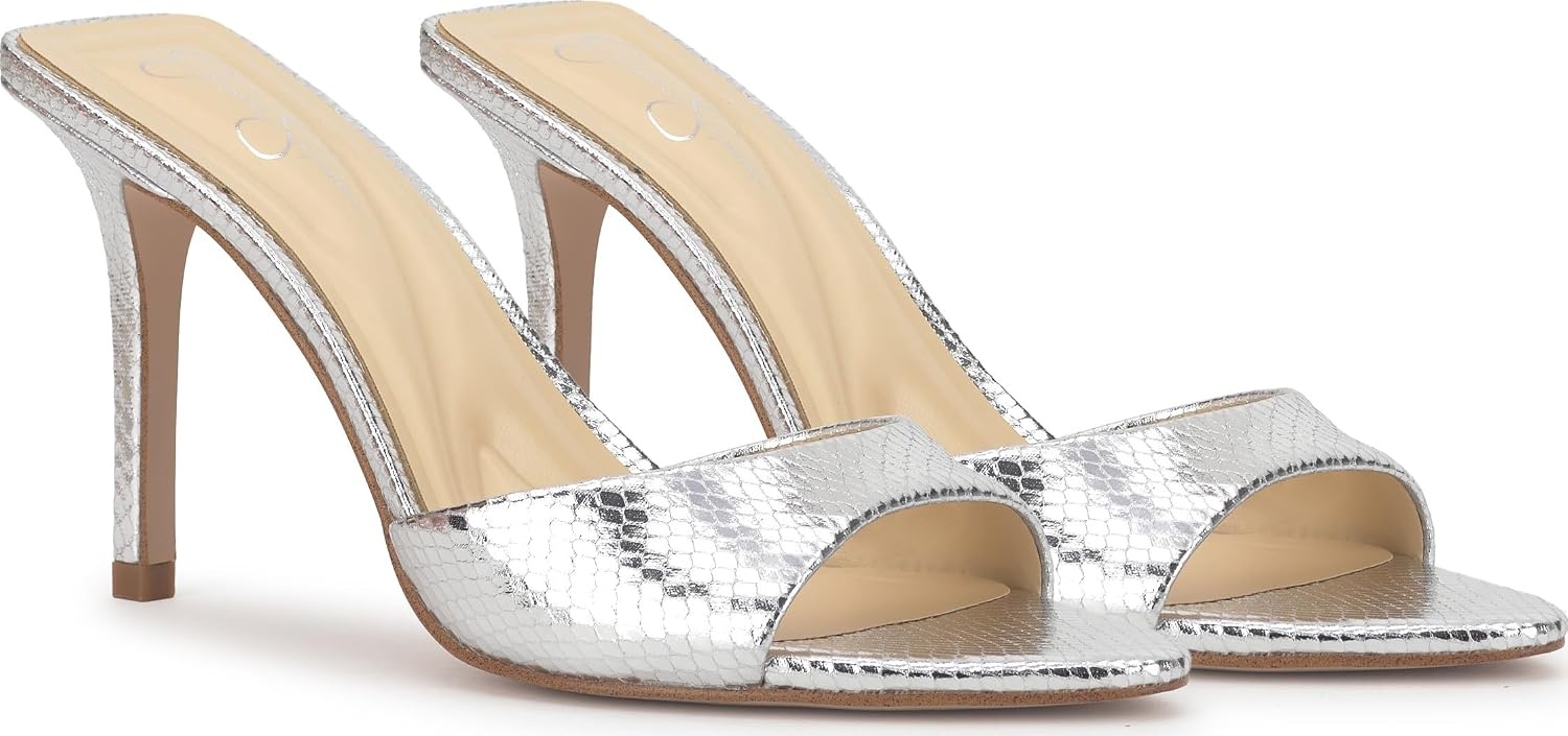 image:imageJessica Simpson Womens Dravie High Heel Sandal Red Muse 8Silver Metallic Snake