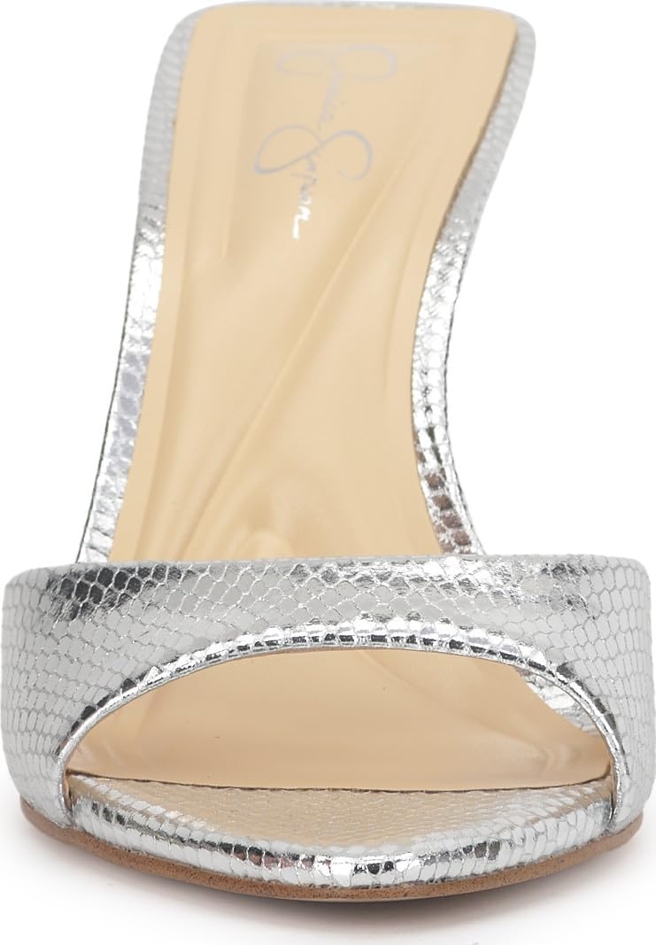 image:imageJessica Simpson Womens Dravie High Heel Sandal Red Muse 8Silver Metallic Snake