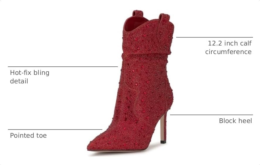 image:imageJessica Simpson Womens Evgena Embellished Western BootRed Muse