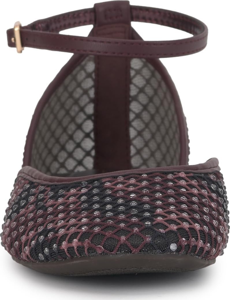 image:imageJessica Simpson Womens Laelli Embellished Ballet FlatCherry Mahogany Fishnet