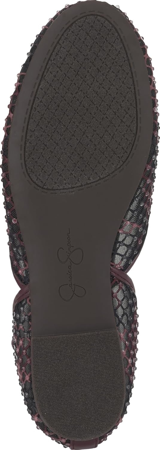 image:imageJessica Simpson Womens Laelli Embellished Ballet FlatCherry Mahogany Fishnet