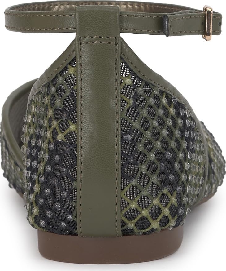 image:imageJessica Simpson Womens Laelli Embellished Ballet FlatDeep Moss Combo Camo Fishnet