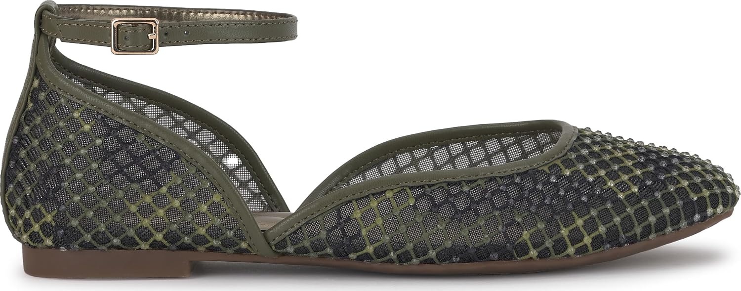 image:imageJessica Simpson Womens Laelli Embellished Ballet FlatDeep Moss Combo Camo Fishnet