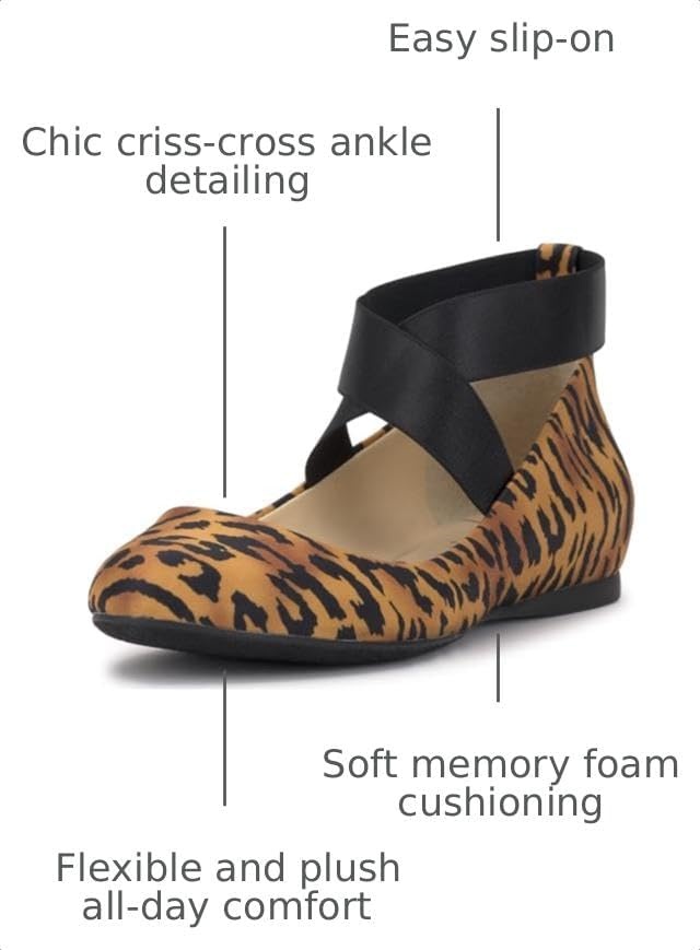 image:imageJessica Simpson Womens Mandayss Cross Strap Ballet FlatNatural Tiger Print