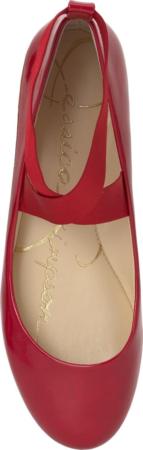 image:imageJessica Simpson Womens Mandayss Cross Strap Ballet FlatRed Muse
