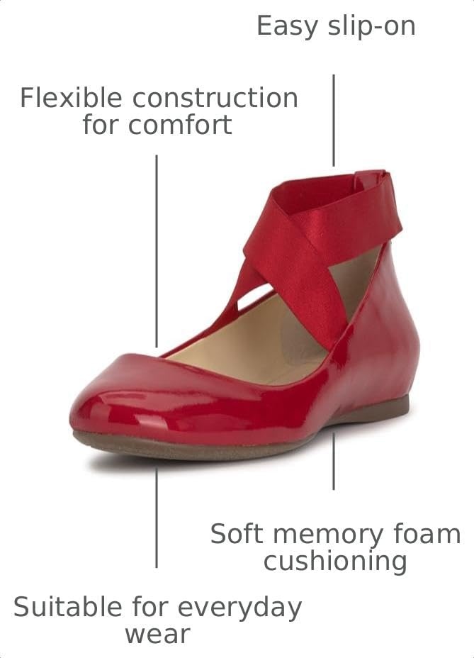 image:imageJessica Simpson Womens Mandayss Cross Strap Ballet FlatRed Muse