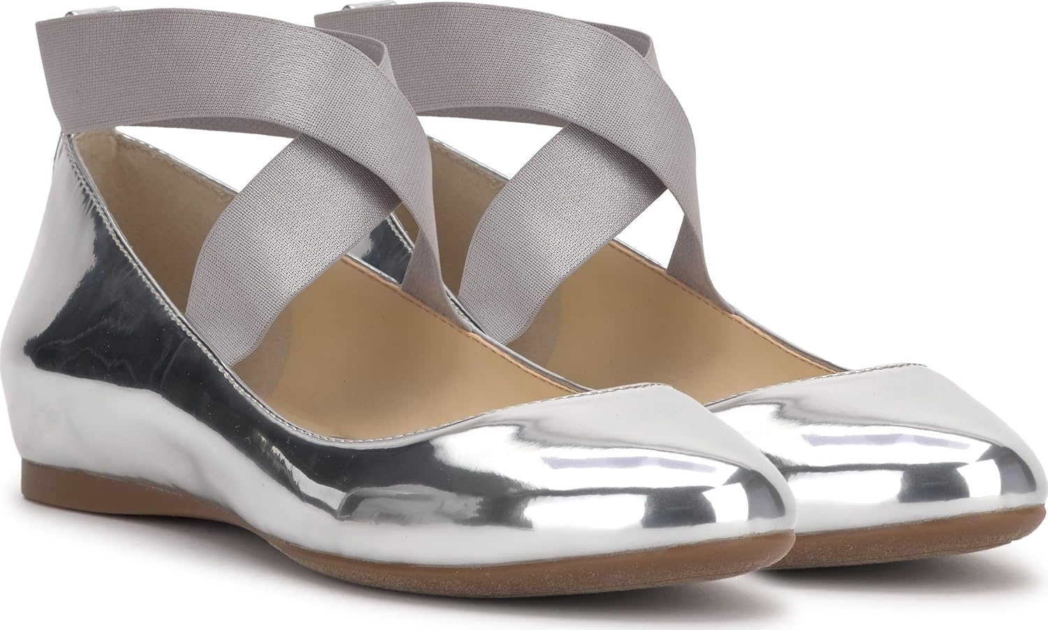 image:imageJessica Simpson Womens Mandayss Cross Strap Ballet FlatSilver