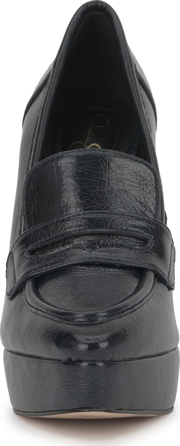 image:imageJessica Simpson Womens Nanelie Platform LoaferBlack Distressed Patent